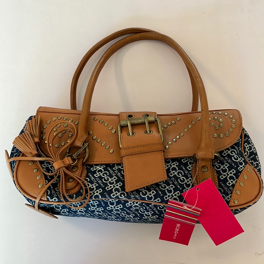 BCBG Leather/Denim Logo Purse
